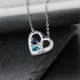 925 Sterling Silver Three Birthstone Necklace
