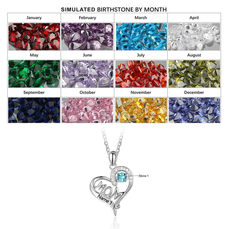 925 Sterling Silver One Birthstone Necklace