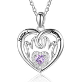 925 Sterling Silver Custom name One Birthstone Necklace