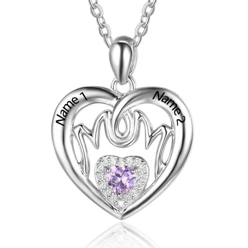 925 Sterling Silver Custom name One Birthstone Necklace