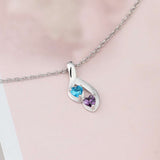 925 Sterling Silver Two Birthstone Necklace