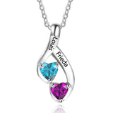925 Sterling Silver Two Birthstone Necklace