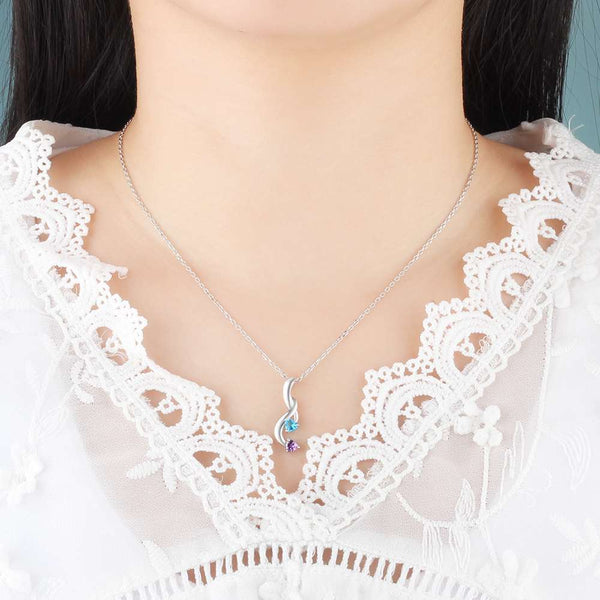 Custom 925 Sterling Silver Birthstone Necklace