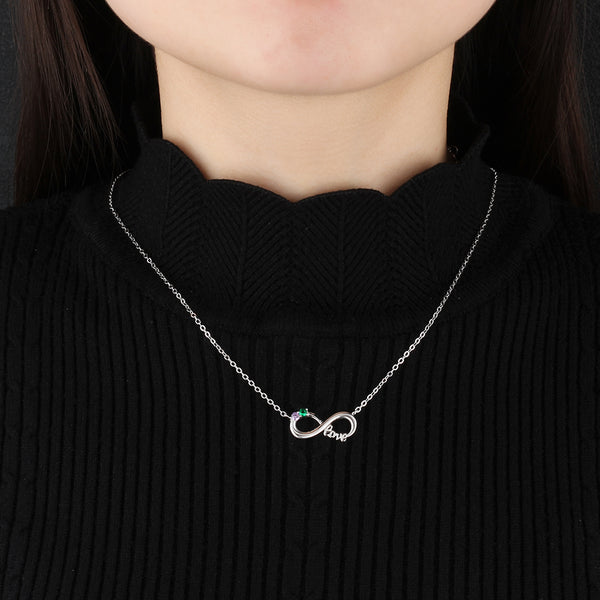 925 Sterling Silver Two Birthstone Necklace