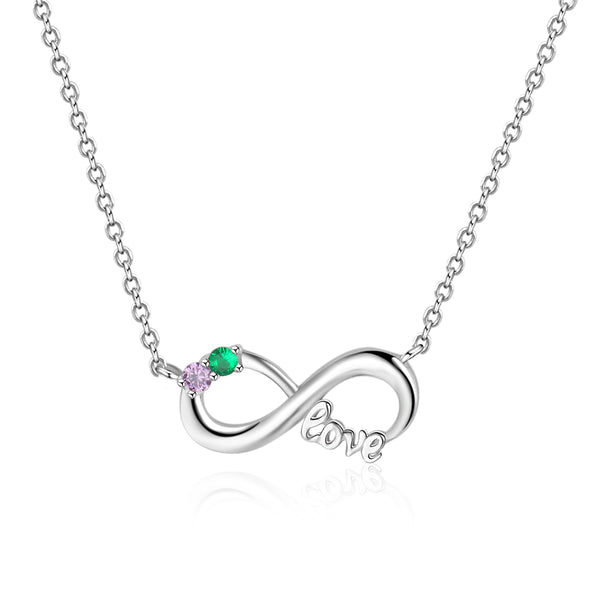 925 Sterling Silver Two Birthstone Necklace