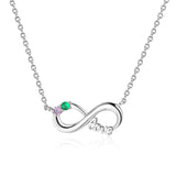 925 Sterling Silver Two Birthstone Necklace