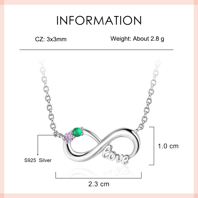 925 Sterling Silver Two Birthstone Necklace