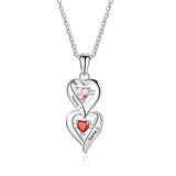 925 Sterling Silver Two Birthstone Necklace