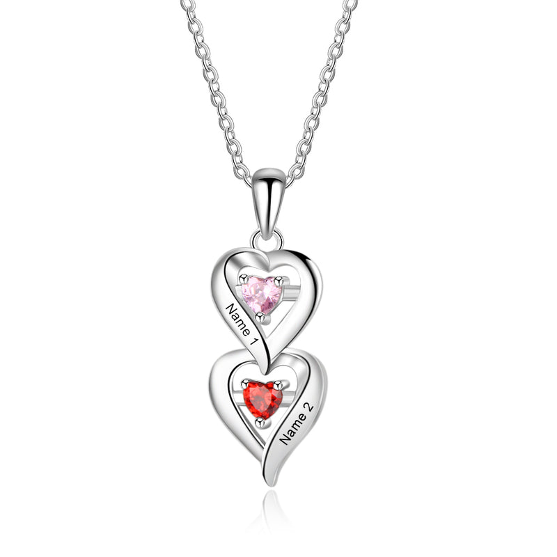 925 Sterling Silver Two Birthstone Necklace