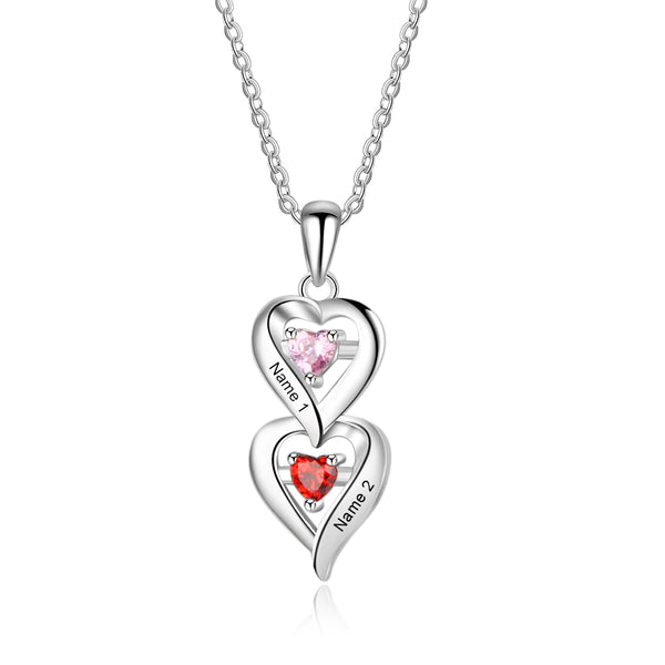 925 Sterling Silver Two Birthstone Necklace