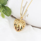 S925 Silver Heart Shape Hollow Pendant Necklace with Colorful Birthstones