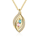 925 Sterling Silver Cubic Zirconia Birthstones Eye Pendant Necklace