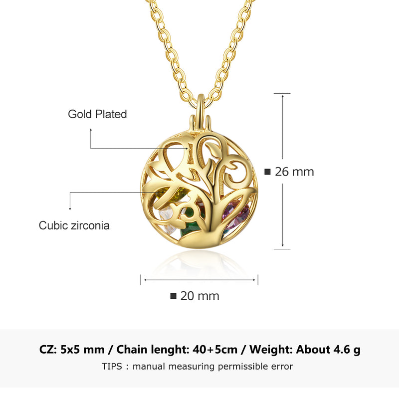925 Sterling Silver Birthstones Hollow Cage Pendant Necklace