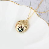 925 Sterling Silver Birthstones Hollow Cage Pendant Necklace