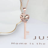925 Silver Personalized Names Heart Key Pendant Necklace with Birthstones