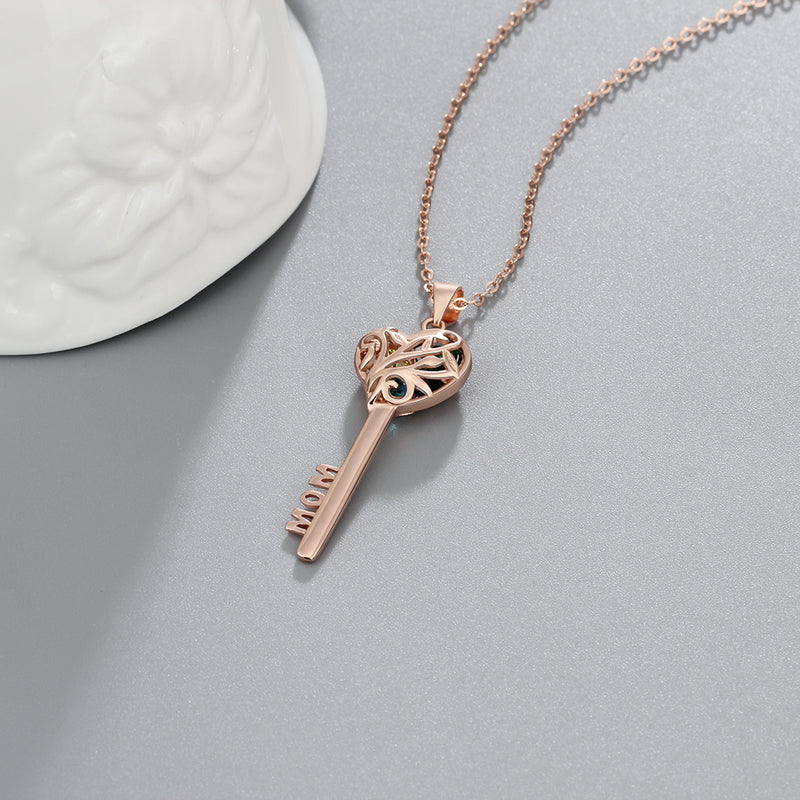925 Sterling Silver Heart Shape Key Pendant Necklaces