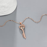 925 Sterling Silver Heart Shape Key Pendant Necklaces