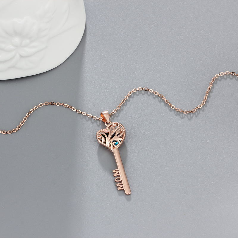 925 Sterling Silver Heart Shape Key Pendant Necklaces