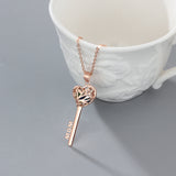 925 Sterling Silver Heart Shape Key Pendant Necklaces
