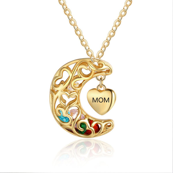 925 Sterling Silver Birthstones Cage Necklace with Mom Pendant