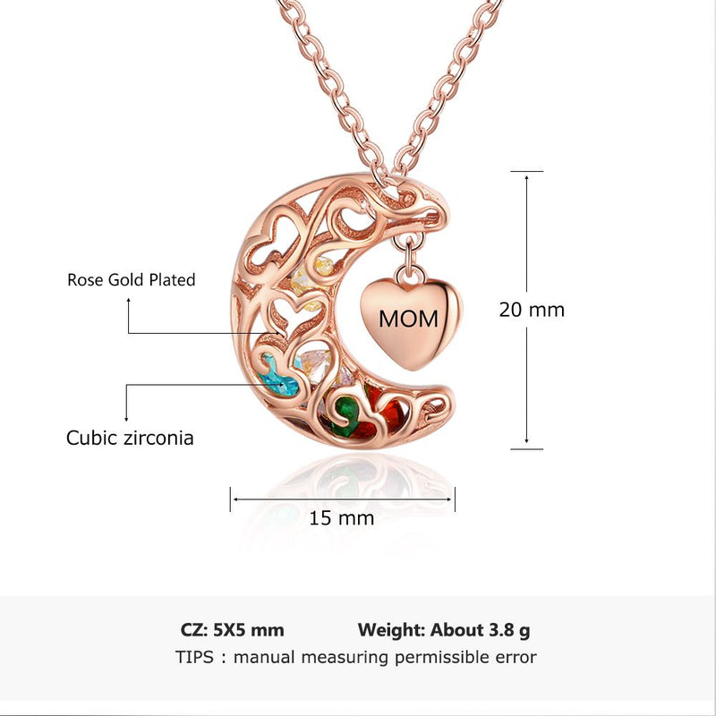 925 Sterling Silver Birthstones Cage Necklace with Mom Pendant
