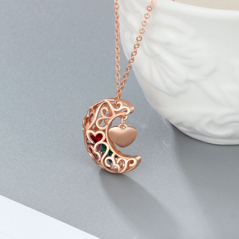 925 Sterling Silver Birthstones Cage Necklace with Mom Pendant