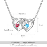 925 Sterling Silver Birthstones Two Hearts Shape Necklace