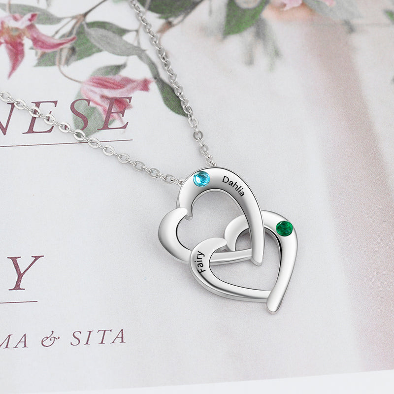 TWO HEART BSTONE NECKLACE