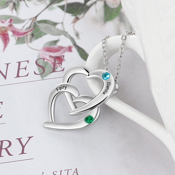 TWO HEART BSTONE NECKLACE