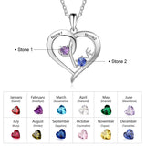 Custom 925 Sterling Silver Two Birthstone Necklace