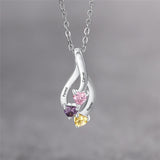 925 Sterling Silver Three Birthstone Necklace