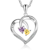 925 Sterling Silver Two Birthstone Necklace