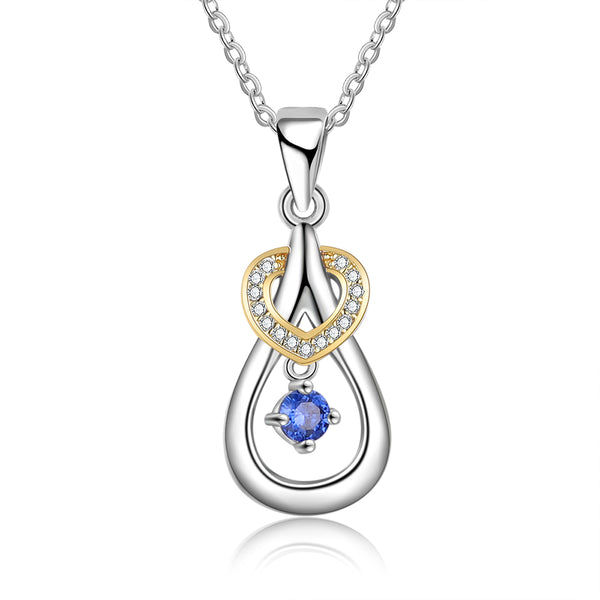 925 Sterling Silver One Birthstone Heart Necklace
