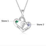Two Heart Birthstone Necklace