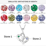 Two Heart Birthstone Necklace