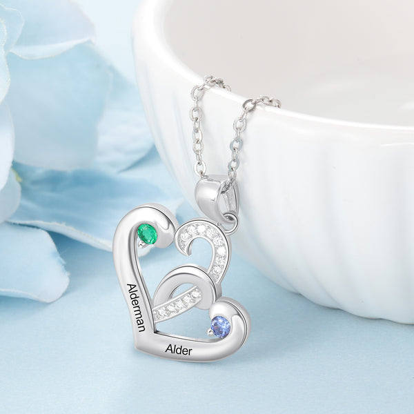 Two Heart Birthstone Necklace