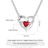 925 Sterling Silver One Birthstone Heart Necklace