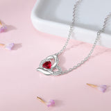 925 Sterling Silver One Birthstone Heart Necklace