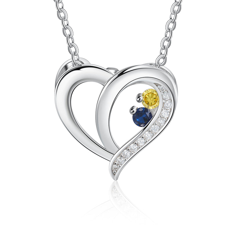 Custom 925 Sterling Silver Two Birthstone Necklace