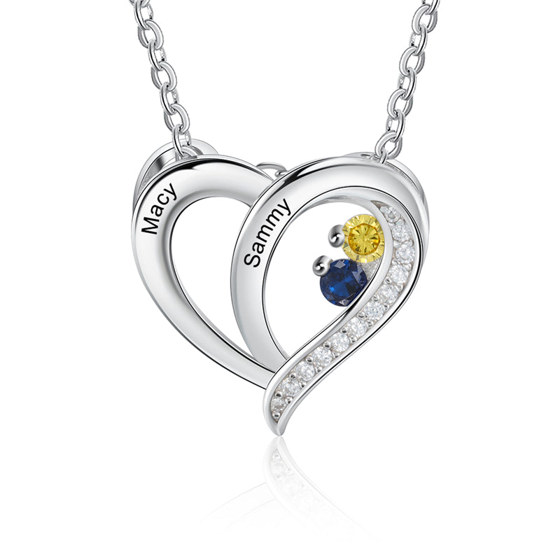 Custom 925 Sterling Silver Two Birthstone Necklace