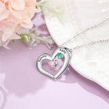 925 Sterling Silver Two Birthstone Heart Necklace