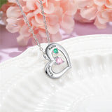 925 Sterling Silver Two Birthstone Heart Necklace