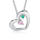 925 Sterling Silver Two Birthstone Heart Necklace