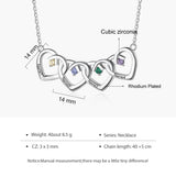 925 Sterling Silver Four Birthstone Heart Necklace