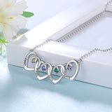 925 Sterling Silver Four Birthstone Heart Necklace