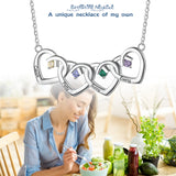925 Sterling Silver Four Birthstone Heart Necklace
