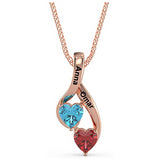 925 Sterling Silver Two Birthstone Necklace