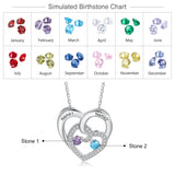Engraved Names Double Hearts Necklace with Cubic Zircon