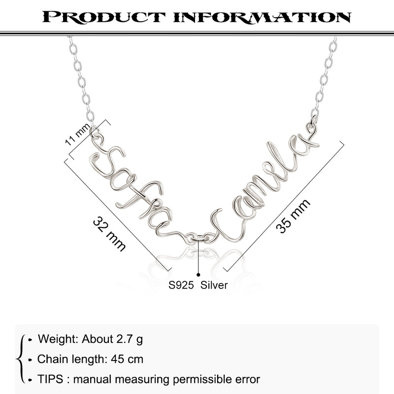 925 Silver Double Names Necklace