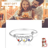 Rhodium Plated Heart Bangle Bracelet